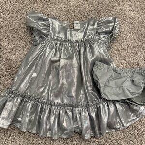GAP Shiny Silver Puff Sleeve Costume Dress with Bloomers